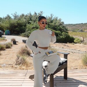 Beige Tracksuit Oversized Jogger For Casual Sport - Brand: EYYO ATELIER - Women & Kids, Baby Clothes Wholesale - TheBS Women