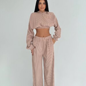 Striped Oversized Fit Suit With Hooded Neck - Brand: EYYO ATELIER - Women & Kids, Baby Clothes Wholesale - TheBS Women