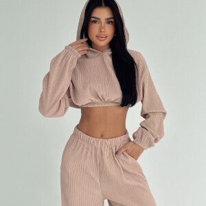 Striped Oversized Fit Suit With Hooded Neck - Brand: EYYO ATELIER - Women & Kids, Baby Clothes Wholesale - TheBS Women