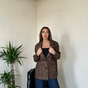 Leopard Pattern Jacket - Brown - Brand: Elisa - Women & Kids, Baby Clothes Wholesale - TheBS Women