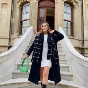 Elegant Single-Breasted Coat With Checkered Pattern - Brand: EYYO ATELIER - Women & Kids, Baby Clothes Wholesale - TheBS Women