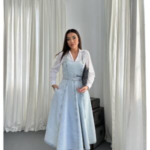 Midi Length Strap Denim Dress - Brand: Elisa - Women & Kids, Baby Clothes Wholesale - TheBS Women