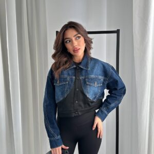 Denim Scuba Garnish Jacket - Black - Brand: Elisa - Women & Kids, Baby Clothes Wholesale - TheBS Women