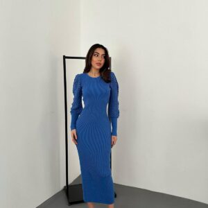 Knitted Dress With Braided Sleeves - Brand: Elisa - Women & Kids, Baby Clothes Wholesale - TheBS Women