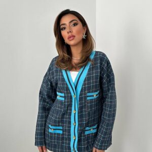 Front Ribbed Plaid Jacket - Green - Brand: Elisa - Women & Kids, Baby Clothes Wholesale - TheBS Women