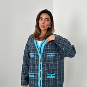 Front Ribbed Plaid Jacket - Green - Brand: Elisa - Women & Kids, Baby Clothes Wholesale - TheBS Women