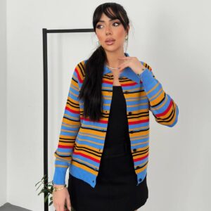 Colorful Knitwear Cardigan - Blue - Brand: Elisa - Women & Kids, Baby Clothes Wholesale - TheBS Women