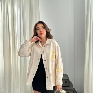 Gabardine Emblem Detailed Shirt Jacket - Brand: Elisa - Women & Kids, Baby Clothes Wholesale - TheBS Women