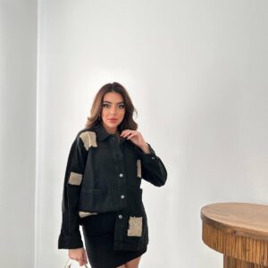 Gabardine Emblem Detailed Shirt Jacket - Brand: Elisa - Women & Kids, Baby Clothes Wholesale - TheBS Women