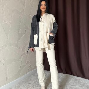 Garnished Denim Cardigan - Black & - Brand: Elisa - Women & Kids, Baby Clothes Wholesale - TheBS Women