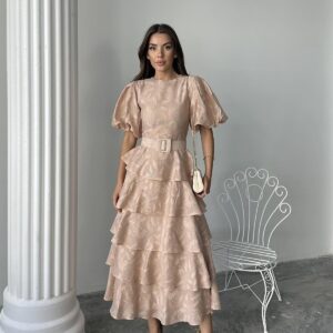 WholesaleFloor Balloon Sleeve Belted Dress - Brand: Elisa - Women & Kids, Baby Clothes Wholesale - TheBS Women