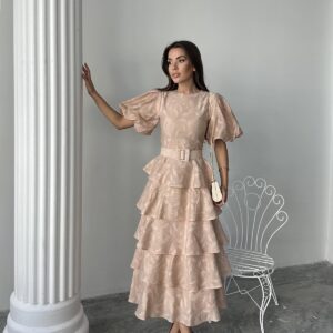 WholesaleFloor Balloon Sleeve Belted Dress - Brand: Elisa - Women & Kids, Baby Clothes Wholesale - TheBS Women