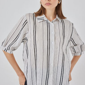 White Striped Buttoned Polo Neck Casual & Formal Shirt - Brand: Bigdart - Women & Kids, Baby Clothes Wholesale - TheBS Women