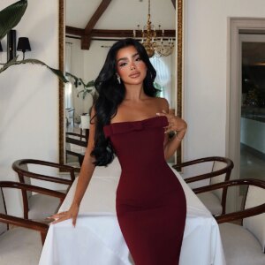 Claret Red Glam Sheath Dress - Brand: EYYO ATELIER - Women & Kids, Baby Clothes Wholesale - TheBS Women