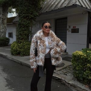 Mix Color Fur Jacket With Animal Print Pattern - Brand: EYYO ATELIER - Women & Kids, Baby Clothes Wholesale - TheBS Women