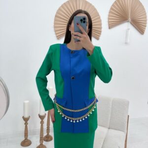 Atlas Fabric Garnished Jacket And Skirt Set - Brand: Elisa - Women & Kids, Baby Clothes Wholesale - TheBS Women