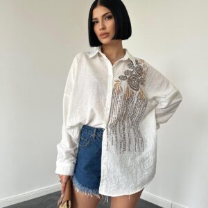 Sequined Embroidered Fitted Shirt - Brand: Elisa - Women & Kids, Baby Clothes Wholesale - TheBS Women