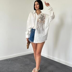 Sequined Embroidered Fitted Shirt - Brand: Elisa - Women & Kids, Baby Clothes Wholesale - TheBS Women