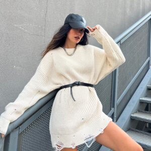 Long Ripped Oversize Knitwear Sweater - Brand: First Angels - Women & Kids, Baby Clothes Wholesale - TheBS Women