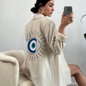 Linen Jacket With Embroidery Detail - Brand: First Angels - Women & Kids, Baby Clothes Wholesale - TheBS Women