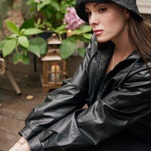 Faux Leather Hooded Women's Jacket With Elastic Waist - Brand: Levure - Women & Kids, Baby Clothes Wholesale - TheBS Women