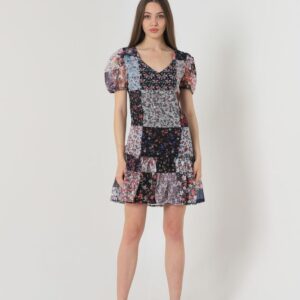 Mixed Floral V-Neck Short Sleeve Dress - Brand: Topshow - Women & Kids, Baby Clothes Wholesale - TheBS Women