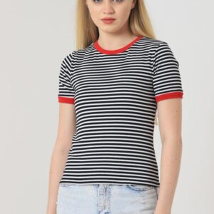 Striped T-Shirt - Black & - Brand: Topshow - Women & Kids, Baby Clothes Wholesale - TheBS Women
