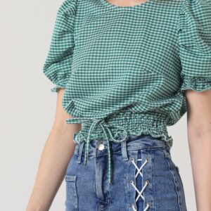 Petti-Checked Blouse With Waistband - Brand: Topshow - Women & Kids, Baby Clothes Wholesale - TheBS Women