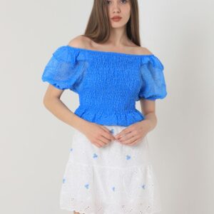 Floral Embroidered Above Knee Skirt -& Blue - Brand: Topshow - Women & Kids, Baby Clothes Wholesale - TheBS Women