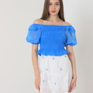 Floral Embroidered Above Knee Skirt -& Blue - Brand: Topshow - Women & Kids, Baby Clothes Wholesale - TheBS Women