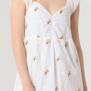 Yellow Floral V-Neck Gathered Dress - White - Brand: Topshow - Women & Kids, Baby Clothes Wholesale - TheBS Women