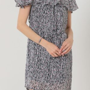 Zebra Polka Dot Boat Neck Knee Length Dress - Black & White - Brand: Topshow - Women & Kids, Baby Clothes Wholesale - TheBS Women