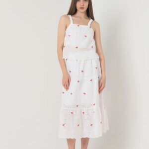 Floral Embroidered Long Skirt - Red & - Brand: Topshow - Women & Kids, Baby Clothes Wholesale - TheBS Women