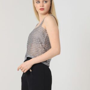 Gray Glitter Laser Cut Glitter Mesh Undershirt - Brand: Topshow - Women & Kids, Baby Clothes Wholesale - TheBS Women