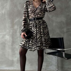 F 1591 Leopard Striped Dress - Brand: Topshow - Women & Kids, Baby Clothes Wholesale - TheBS Women