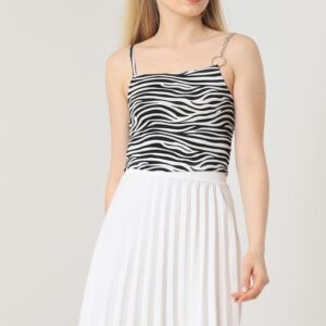 Zebra Chain Detailed Blouse - White & Black - Brand: Topshow - Women & Kids, Baby Clothes Wholesale - TheBS Women