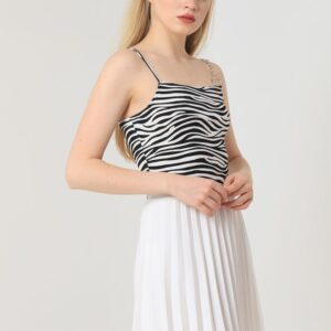 Zebra Chain Detailed Blouse - White & Black - Brand: Topshow - Women & Kids, Baby Clothes Wholesale - TheBS Women