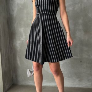 Black Silver Striped Sleeveless Dress - Brand: Topshow - Women & Kids, Baby Clothes Wholesale - TheBS Women