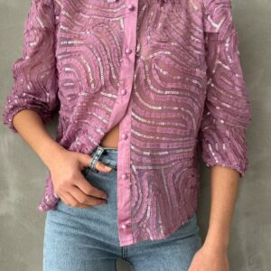 Sequin Embroidered Tulle Shirt - Brand: Topshow - Women & Kids, Baby Clothes Wholesale - TheBS Women
