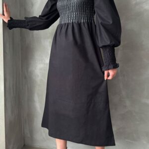 Black Size Leather Sleeve Skirt Poplin Dress - Brand: Topshow - Women & Kids, Baby Clothes Wholesale - TheBS Women
