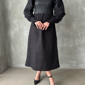 Black Size Leather Sleeve Skirt Poplin Dress - Brand: Topshow - Women & Kids, Baby Clothes Wholesale - TheBS Women