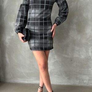Anthracite Plaid Dress - Brand: Topshow - Women & Kids, Baby Clothes Wholesale - TheBS Women