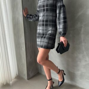 Anthracite Plaid Dress - Brand: Topshow - Women & Kids, Baby Clothes Wholesale - TheBS Women