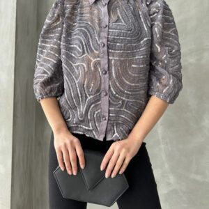 Gray Sequin Embroidered Tulle Shirt - Brand: Topshow - Women & Kids, Baby Clothes Wholesale - TheBS Women