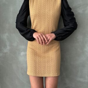 Sleeves Leather Turtleneck Above Knee Dress - Brand: Topshow - Women & Kids, Baby Clothes Wholesale - TheBS Women
