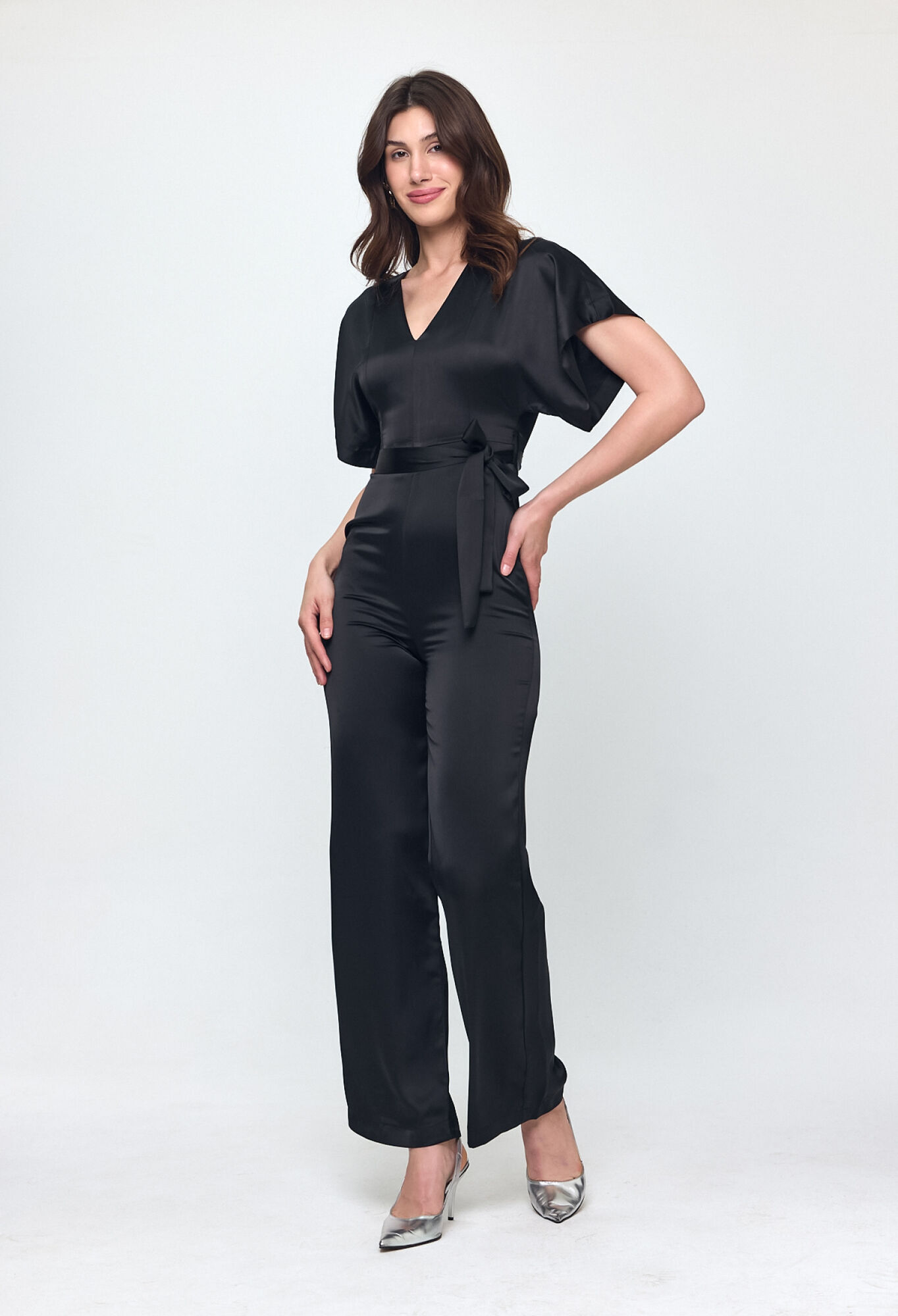 Nob Black Satin Belt Detailed Jumpsuit - Brand: Evable - Women & Kids, Baby Clothes Wholesale - TheBS Women