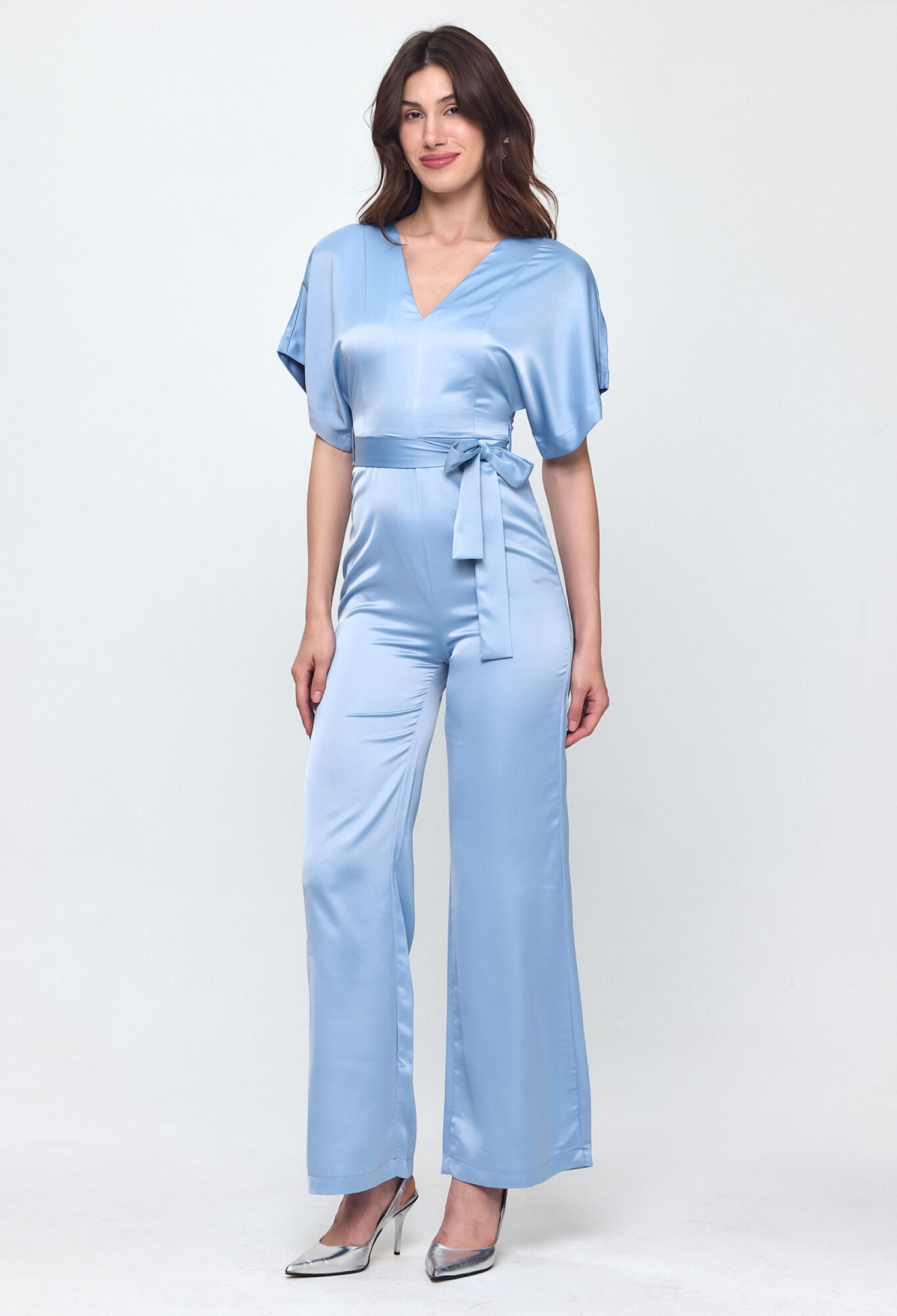Nob Blue Satin Belt Detailed Jumpsuit - Brand: Evable - Women & Kids, Baby Clothes Wholesale - TheBS Women