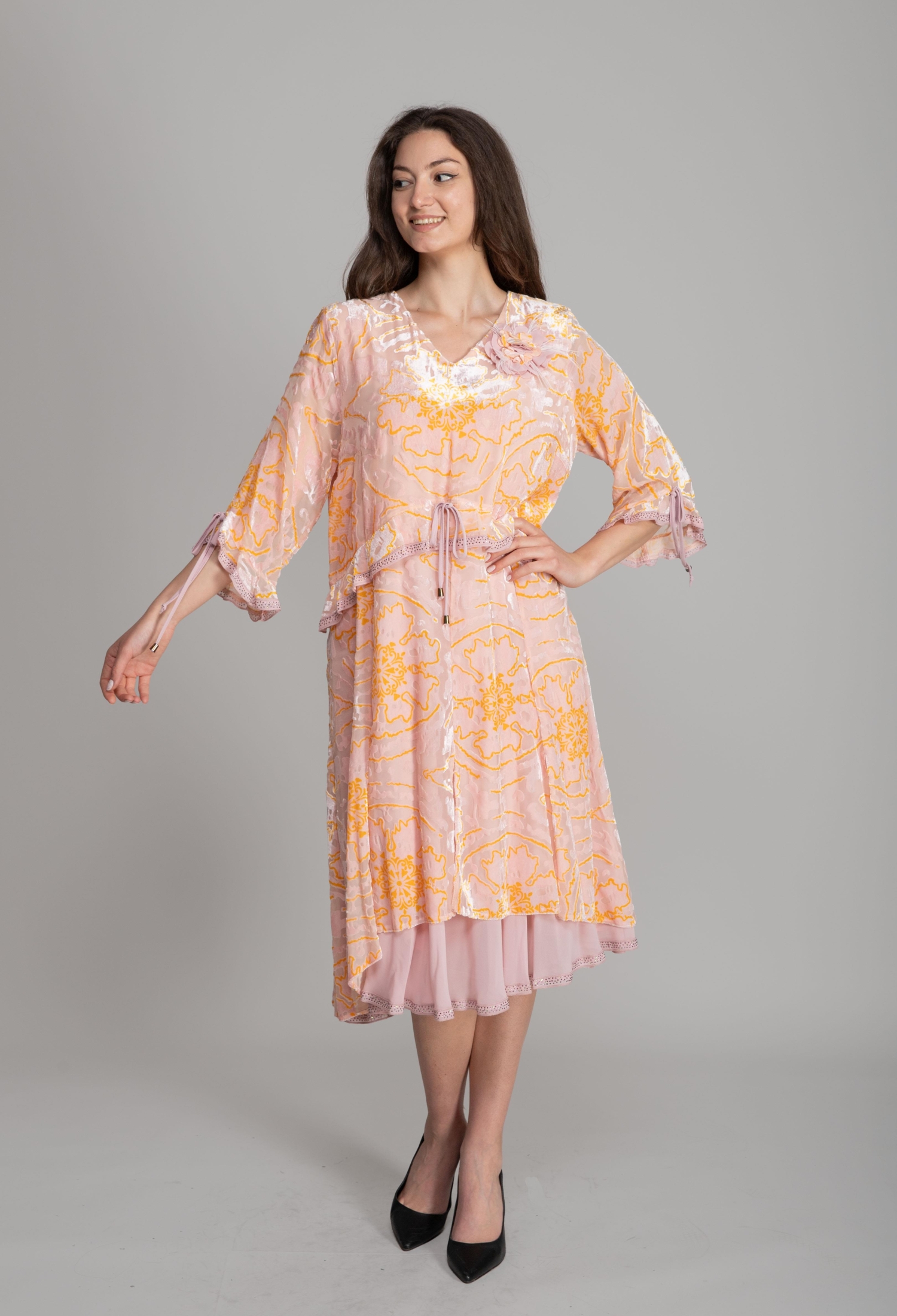 Pink A-Line Boho Dress With Floral Pattern - Brand: GUMANIZE - Women & Kids, Baby Clothes Wholesale - TheBS Women