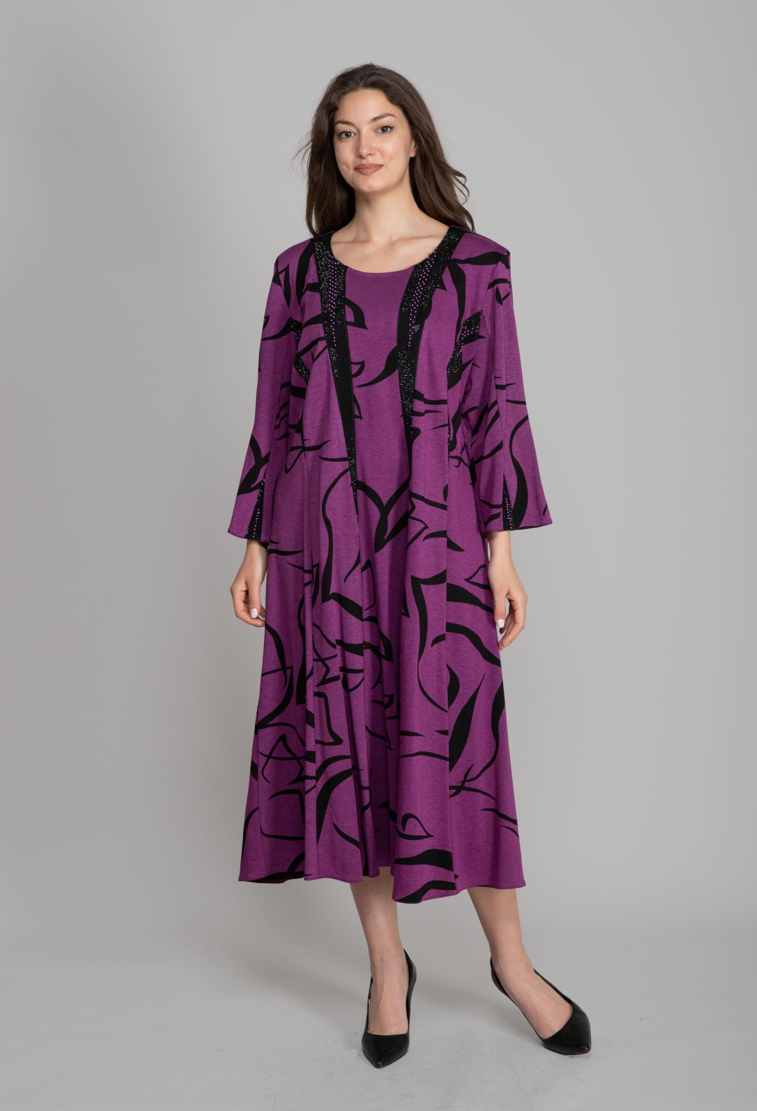 Purple Elegant A-Line Dress With Regular Sleeves - Brand: GUMANIZE - Women & Kids, Baby Clothes Wholesale - TheBS Women