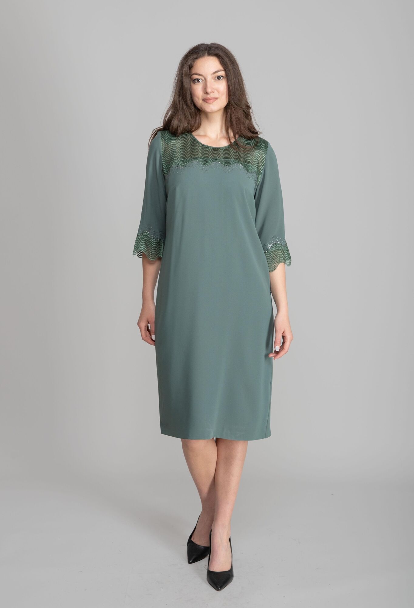 Elegant Green Shift Dress With Bell Sleeves - Brand: GUMANIZE - Women & Kids, Baby Clothes Wholesale - TheBS Women